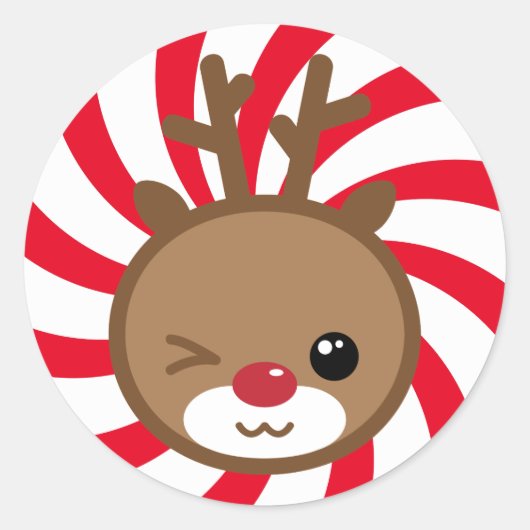 Kerst stickers van Kawaii Reindeer (Voorkant)