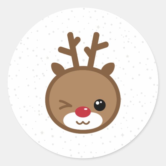 Kerst stickers van Kawaii Reindeer (Voorkant)