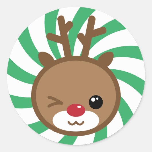 Kerst stickers van Kawaii Reindeer (Voorkant)