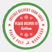 Kerst stickers van santa Workshop noordpool (Voorkant)