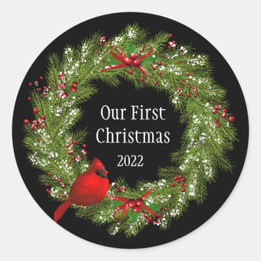 Kerst stickers-Wreatclassic Round Sticker (Voorkant)