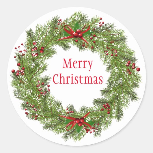 Kerst stickers-Wreath Ronde Sticker (Voorkant)