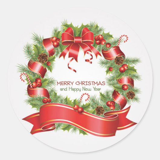 Kerst stickers/Wreath Ronde Sticker (Voorkant)