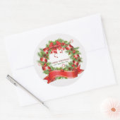 Kerst stickers/Wreath Ronde Sticker (Envelop)