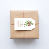 Kerst Stijlvolle Mistletoe Rood en Groen Cadeaulabel