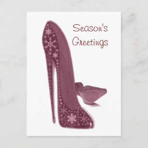 Kerst Stiletto Hoge Heel Schoenen Kunst Feestdagenkaart