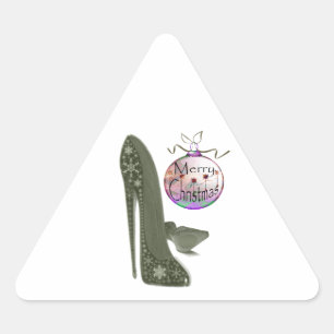 Kerst Stiletto Schoen en Bauble Art Gifts Driehoek Sticker