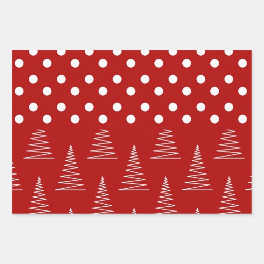 Kerst Stippen & Bomen Aangepaste Monogram Rood Inpakpapier Vel (Voorkant)