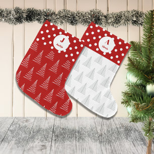 Kerst Stippen & Bomen Aangepaste naam Grote Kerstsok