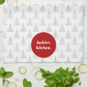 Kerst Stippen & Bomen Aangepaste naam Theedoek (Gevouwen)