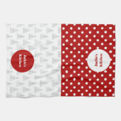 Kerst Stippen & Bomen Aangepaste naam Theedoek (Horizontaal)