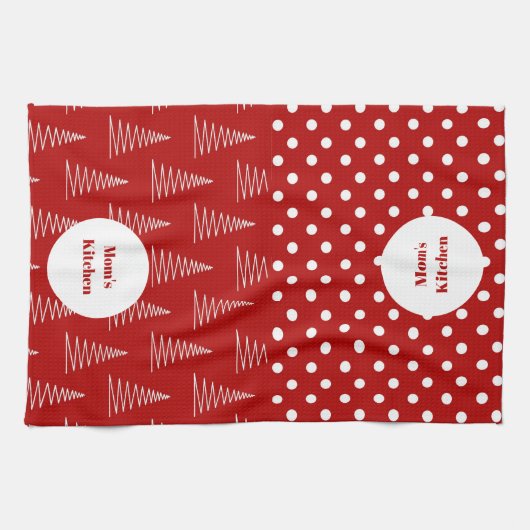 Kerst Stippen & Bomen Aangepaste naam Theedoek (Horizontaal)