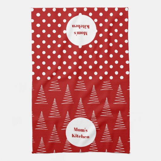 Kerst Stippen & Bomen Aangepaste naam Theedoek (Verticaal)