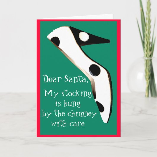 Kerst Stocking High Heel Schoenen voor de Kerstman Feestdagen Kaart (Voorkant)