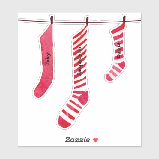 Kerst Stocking Sticker met namen (Vel)