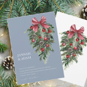 Kerst Stoffig Blauw Winter Feestelijke bruiloft Kaart