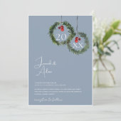 Kerst Stoffig Blauw Winter Feestelijke bruiloft Kaart (Staand voorkant)