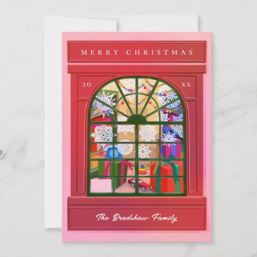 Kerst Storefront Feestdagenkaart (Voorkant)