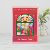 Kerst Storefront Feestdagenkaart (Staand voorkant)