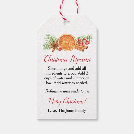 Kerst Stovetop Potpourri Gift Label Cadeaulabel (Voorkant)