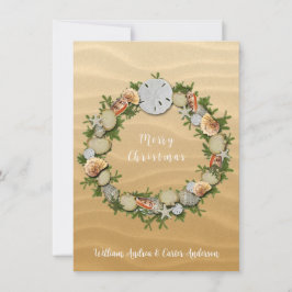 Kerst  Strand Schelpen Zeester Zanddollar Feestdagenkaart