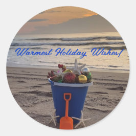 Kerst strand thema stickers
