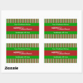 Kerst Stripes rood Keuken Label Rechthoek (Vel)