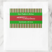 Kerst Stripes rood Keuken Label Rechthoek (Tas)