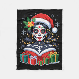 Kerst Suiker Skull Kunst Vrouw Kerstman Hoed Festi Fleece Deken