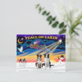 Kerst Sunrise Border Collies (2 bruin) Feestdagenkaart (Staand voorkant)