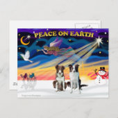 Kerst Sunrise Border Collies (2 bruin) Feestdagenkaart (Voorkant / Achterkant)