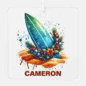 Kerst Surfboard Custom Name Metalen Ornament (Achterkant)