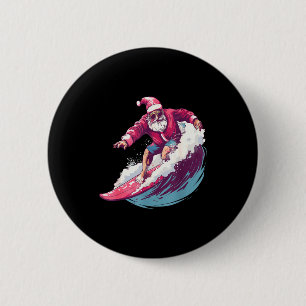Kerst Surfen Kerstman Surfplankliefhebber Xma Ronde Button 5,7 Cm