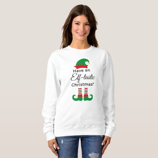 Kerst Sweatshirt Dames - Elf-tastic! (Voorkant volledig)