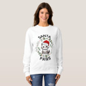 Kerst Sweatshirt Dames - Santa Paws Kat (Voorkant volledig)