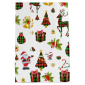 Kerst Symbolen Patroon Medium Cadeauzakje (Achterkant)