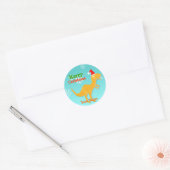 Kerst T-Rex Cartoon Dinosaurus Naam Stickers (Envelop)