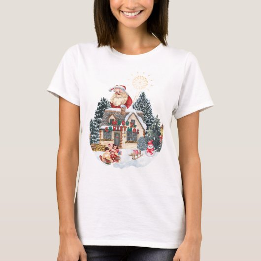 Kerst T-shirt met Kerstman en familie (Voorkant)