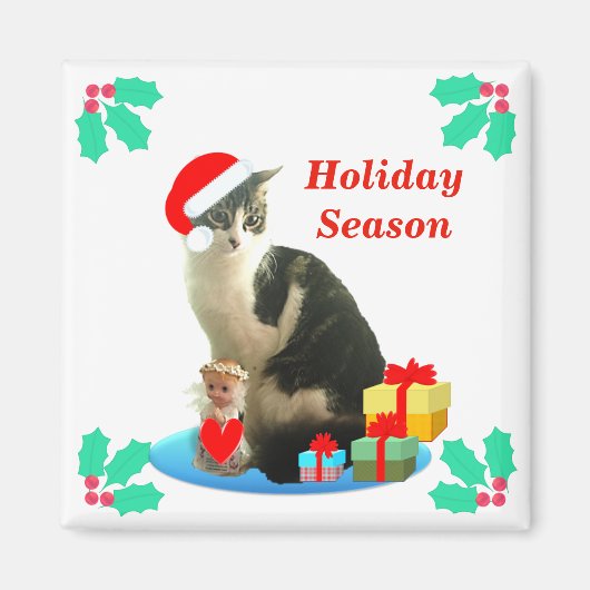 Kerst Tabby Kat Magneet (Voorkant)
