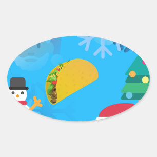 kerst taco emoji ovale sticker