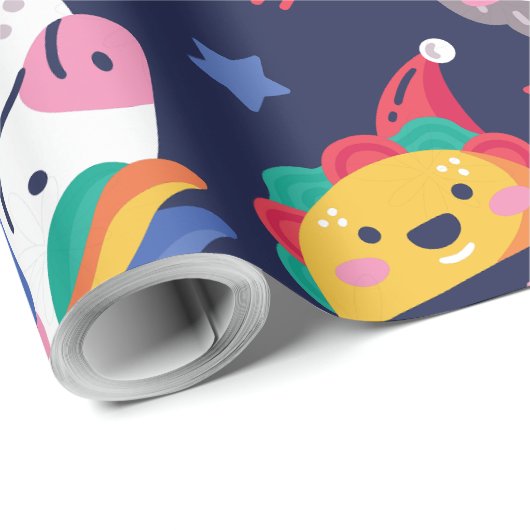 kerst taco paddestoel kip tijger cadeaupapier (Rol Hoek)