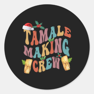 Kerst Tamale maken Crew Mexicaanse eten Familie M Ronde Sticker