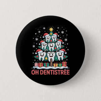 Kerst Tandartsenteam Oh Dentistree Ronde Button 5,7 Cm