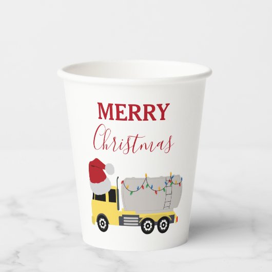 Kerst Tanker Truck Transport Trucks Papieren Bekers (Voorkant)