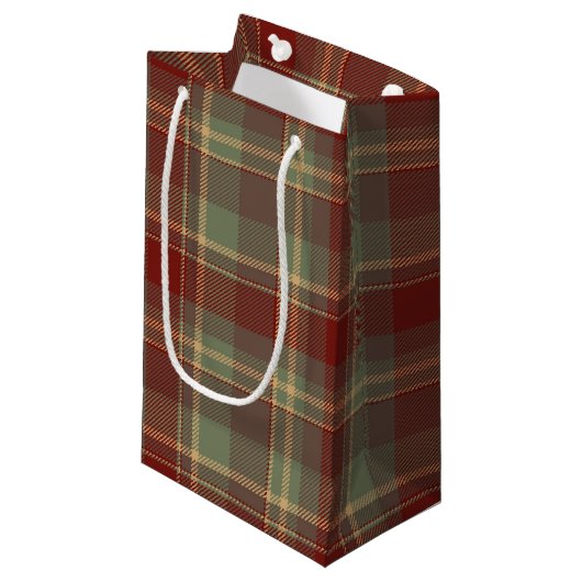 Kerst Tartan Brick Rood Groen ID1141A Klein Cadeauzakje (Voorkant Gekanteld)