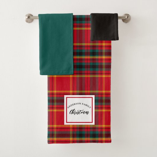 Kerst Tartan Plaid familienaam Bad Handdoek (Insitu)