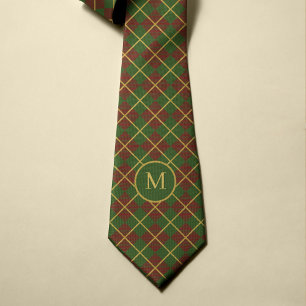 Kerst tartan rood groen goud monogram stropdas