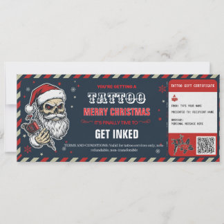 Kerst Tattoo Cadeaubon BlueCard Voucher Kaart