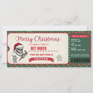 Kerst Tattoo Cadeaubon Kaart Voucher