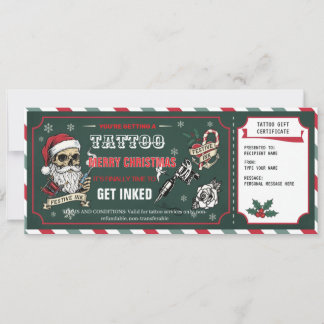 Kerst Tattoo Cadeaubon Kaart Voucher
